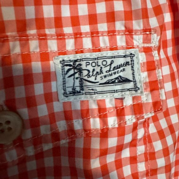 Polo Ralph Lauren Swim Trunks Mens 2XB Big Orange Gingham Beach Surf Shorts - Picture 5 of 13